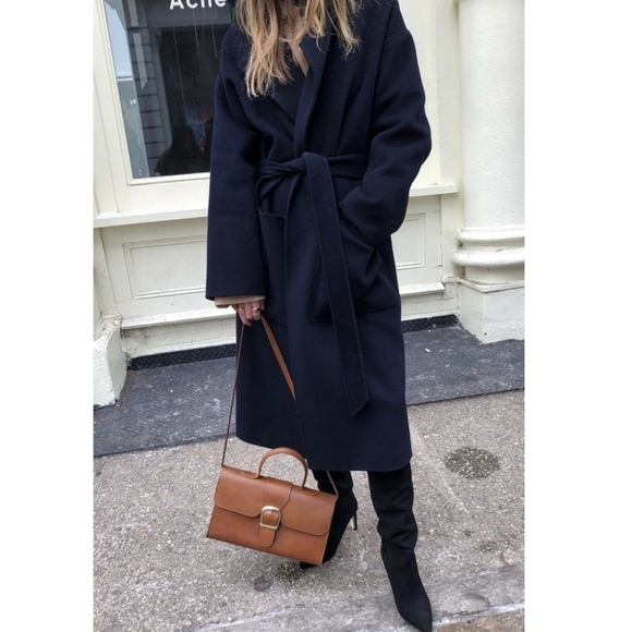 Double-breasted Belted Wool Trench Coat - Picture 13 of 14